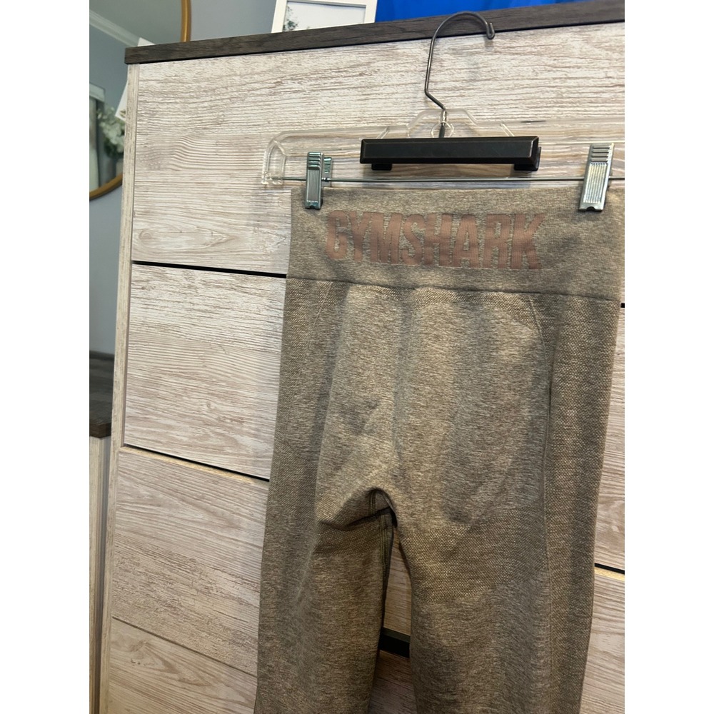 Gymshark Flex High Rise Leggings Khaki Sand Marl Seamless - Picture 6 of 6